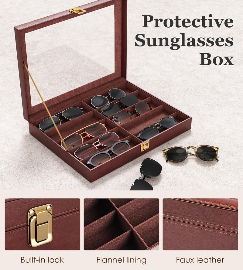 NEWLOOP Store 10/30 Slots Sunglass Organizer for Multiple Pairs of Eyeglass See-through Display Case Storage Box for Women Men - Image 4